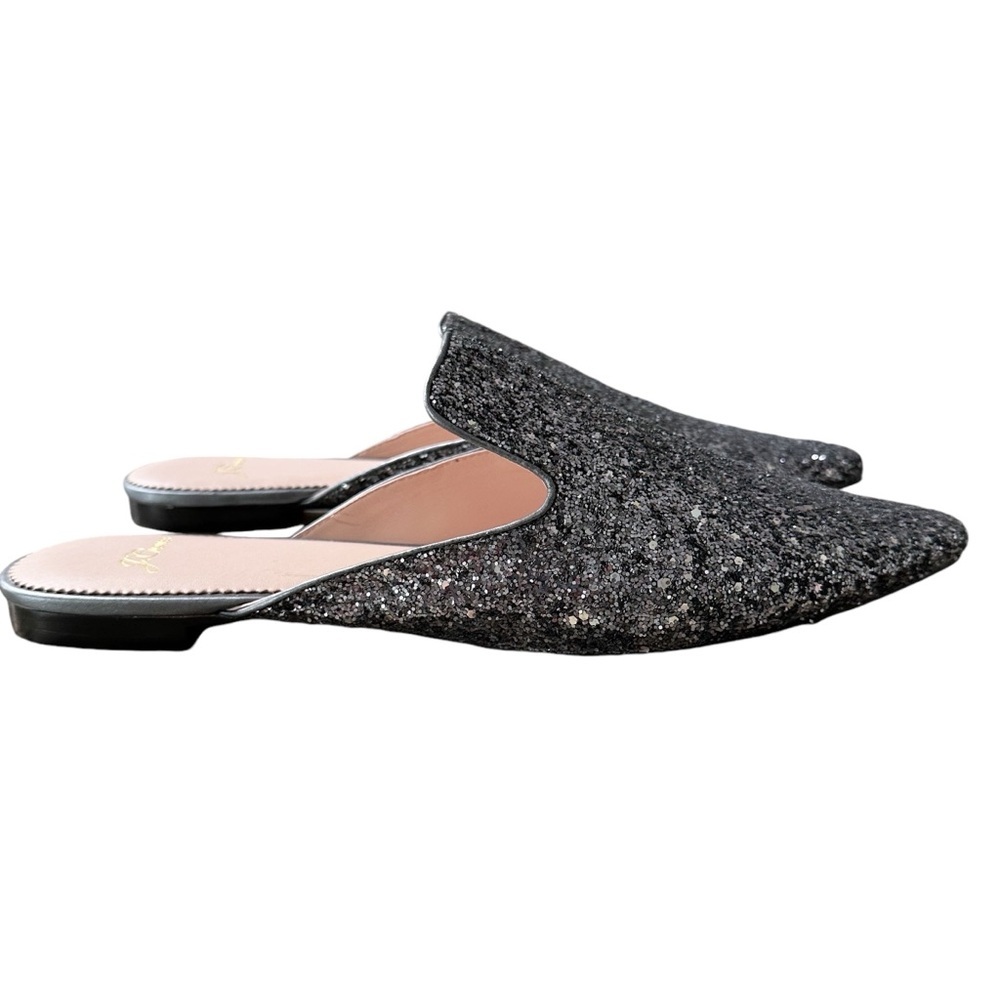 New J. Crew Pointed Toe Mule Slides In Gray Glitt… - image 2